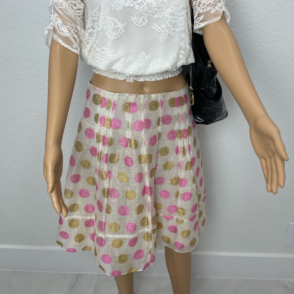 White Pink and Gold Spotted Tocca Size 4 Skirt